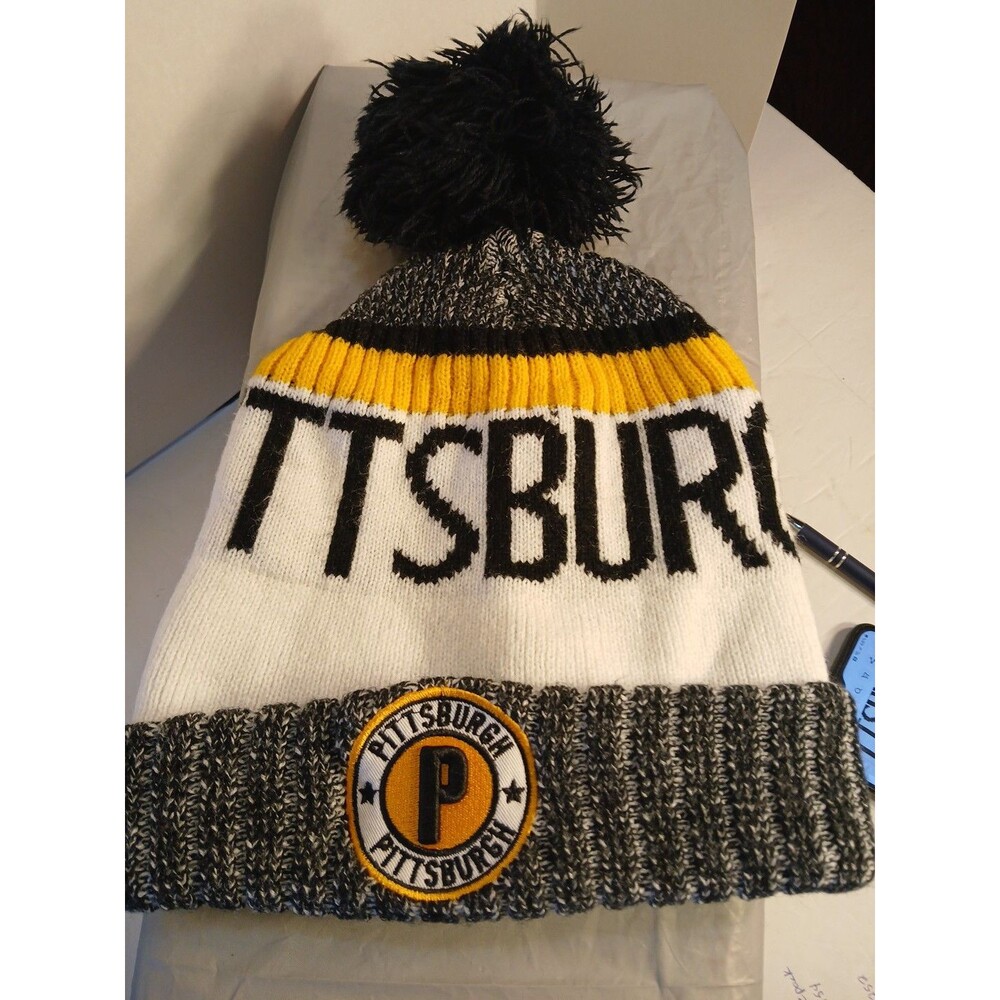 PITTSBURGH STEELERS TEAM POM POM KNIT BEANIE HAT/CAP WITH POM